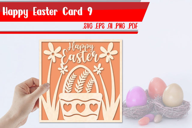 Happy Easter card 9 svg dxf eps ai png pdf 3D Paper zafrans studio 