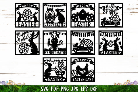 Happy Easter Card | Easter Bunny Card | Easter Paper Cut SVG SVG goodfox86 