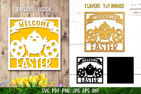 Happy Easter Card | Easter Bunny Card | Easter Paper Cut SVG SVG goodfox86 