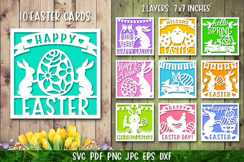 Happy Easter Card | Easter Bunny Card | Easter Paper Cut SVG SVG goodfox86 