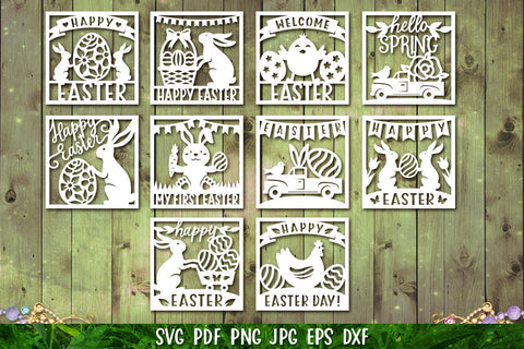 Happy Easter Card | Easter Bunny Card | Easter Paper Cut SVG SVG goodfox86 