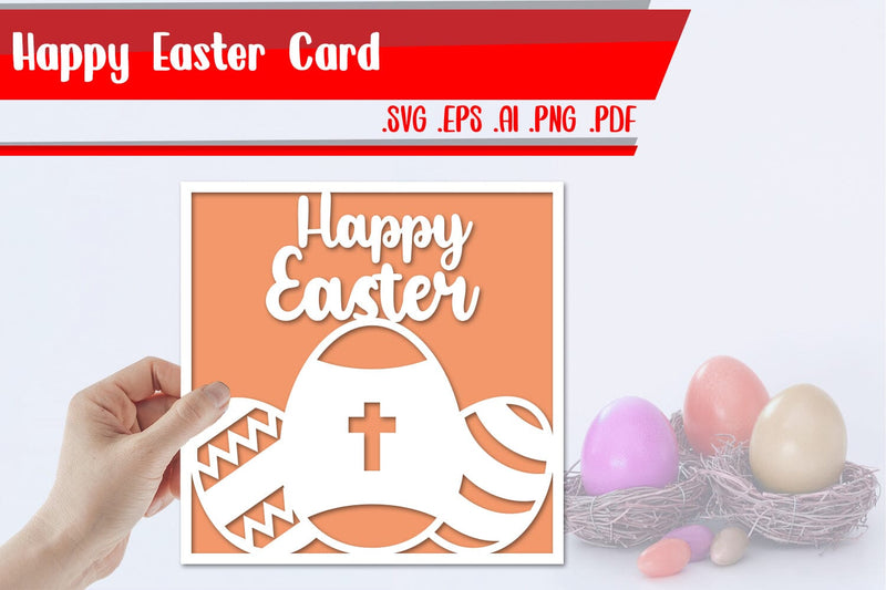 Happy Easter card svg dxf eps ai png pdf 3D Paper zafrans studio 