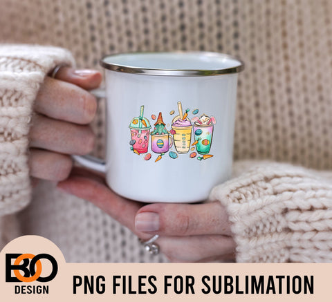 Happy Easter Coffee Cups With Bunny Png Sublimation Design, Easter Bunny Png, Coffee Cups Png, Happy Easter Png, Coffee Love Png Download Sublimation BOO-design 