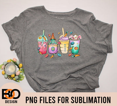 Happy Easter Coffee Cups With Bunny Png Sublimation Design, Easter Bunny Png, Coffee Cups Png, Happy Easter Png, Coffee Love Png Download Sublimation BOO-design 