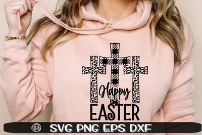 Happy Easter - Cross - Plaid - Leopard - Easter - SVG PNG EPS DXF SVG On the Beach Boutique 