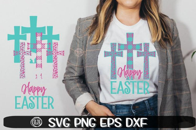 Happy Easter - Cross - Plaid - Leopard - Easter - SVG PNG EPS DXF SVG On the Beach Boutique 