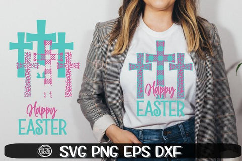 Happy Easter - Cross - Plaid - Leopard - Easter - SVG PNG EPS DXF SVG On the Beach Boutique 