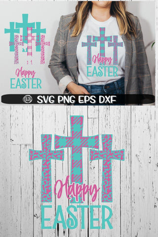 Happy Easter - Cross - Plaid - Leopard - Easter - SVG PNG EPS DXF SVG On the Beach Boutique 