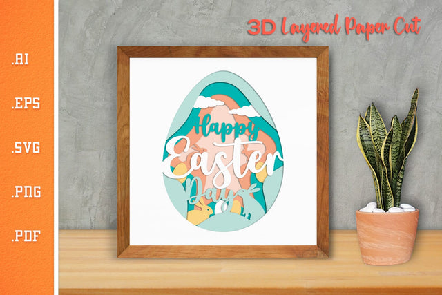 Happy Easter Day - 3D Layered Paper Cut SVG 2 SVG Slim Studio 