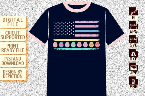 Happy Easter Day American Flag T-Shirt, Easter Day Flag Shirt, Easter Day Egg Shirt, USA Flag Easter Day Shirt Print Template Sketch DESIGN Depiction Studio 