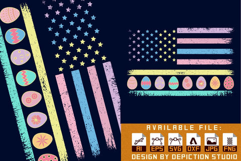 Happy Easter Day American Flag T-Shirt, Easter Day Flag Shirt, Easter Day Egg Shirt, USA Flag Easter Day Shirt Print Template Sketch DESIGN Depiction Studio 