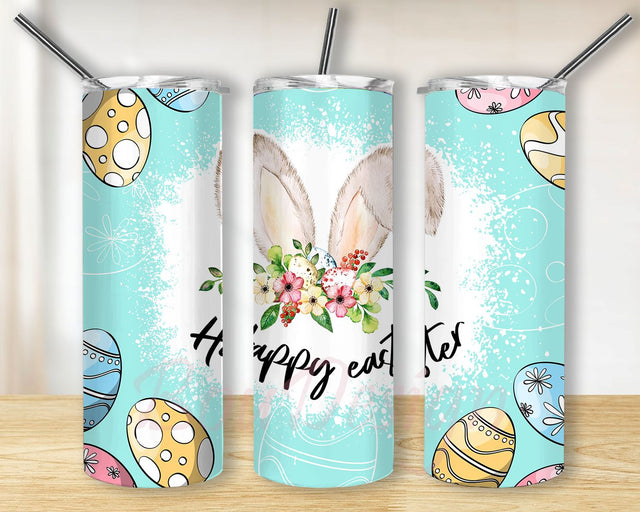 Happy Easter Day PNG Wrap 20oz Skinny Sublimation Straight & Tapered Tumbler Design Download Sublimation BouDesign 