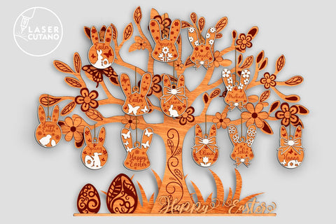 Happy Easter Egg Holder SVG Multilayer Laser Cut File, Mandala, Sign SVG, 3D Designs, Mini Design Bundles SVG LaserCutano 