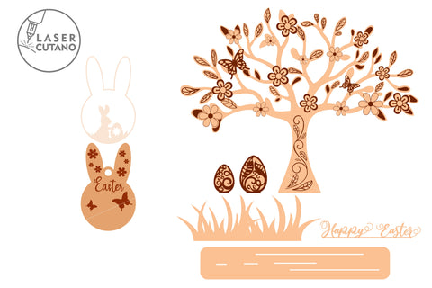 Happy Easter Egg Holder SVG Multilayer Laser Cut File, Mandala, Sign SVG, 3D Designs, Mini Design Bundles SVG LaserCutano 