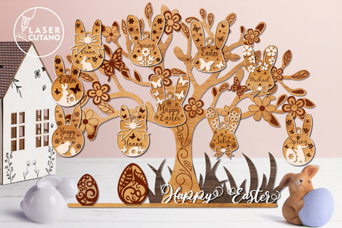 Happy Easter Egg Holder SVG Multilayer Laser Cut File, Mandala, Sign SVG, 3D Designs, Mini Design Bundles SVG LaserCutano 