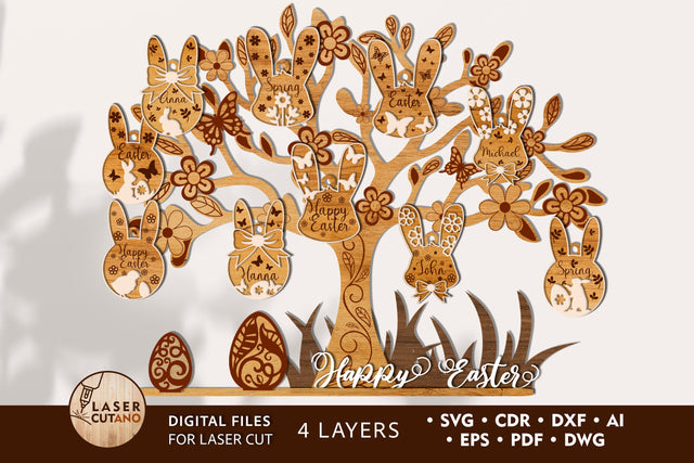 Happy Easter Egg Holder SVG Multilayer Laser Cut File, Mandala, Sign SVG, 3D Designs, Mini Design Bundles SVG LaserCutano 