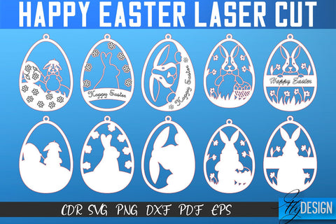 Happy Easter Egg Laser Cut SVG | Easter SVG Design | CNC Files SVG Fly Design 