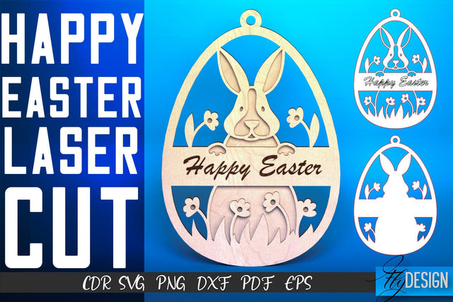 Happy Easter Egg Laser Cut SVG | Easter SVG Design | CNC Files SVG Fly Design 