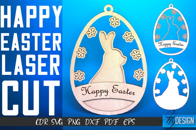 Happy Easter Egg Laser Cut SVG | Easter SVG Design | CNC Files SVG Fly Design 