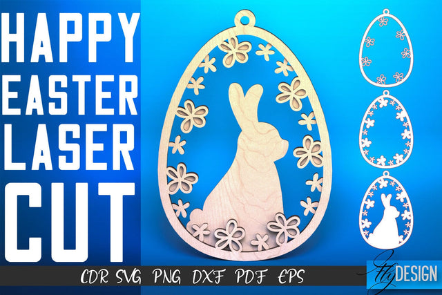 Happy Easter Egg Laser Cut SVG | Easter SVG Design | CNC Files SVG Fly Design 