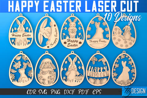 Happy Easter Egg Laser Cut SVG | Easter SVG Design | CNC Files SVG Fly Design 