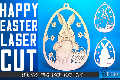 Happy Easter Egg Laser Cut SVG | Easter SVG Design | CNC Files SVG Fly Design 