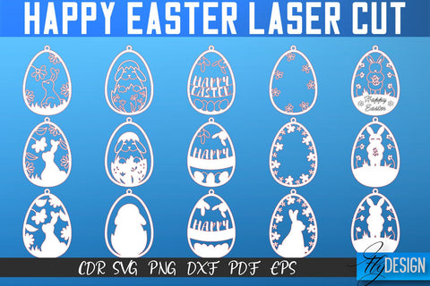 Happy Easter Egg Laser Cut SVG | Easter SVG Design | CNC Files SVG Fly Design 