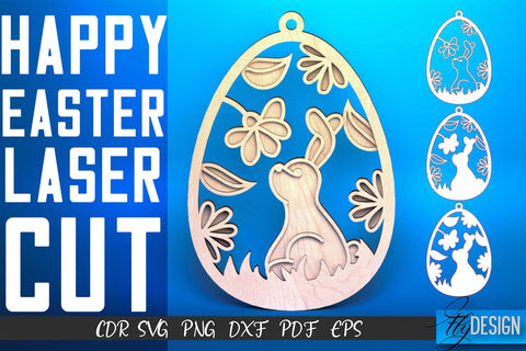 Happy Easter Egg Laser Cut SVG | Easter SVG Design | CNC Files SVG Fly Design 