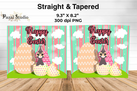 Happy Easter Eggs & Bunny 20oz Skinny Tumbler Wrap Design Sublimation Pazal Studio 
