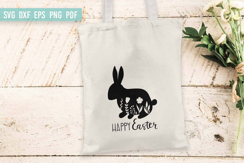 Happy Easter Floral Bunny SVG | Easter SVG | Hand Lettered SVG Irina Ostapenko 