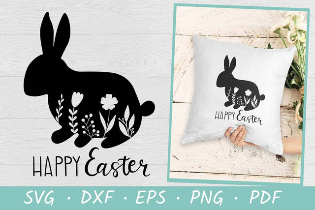 Happy Easter Floral Bunny SVG | Easter SVG | Hand Lettered SVG Irina Ostapenko 