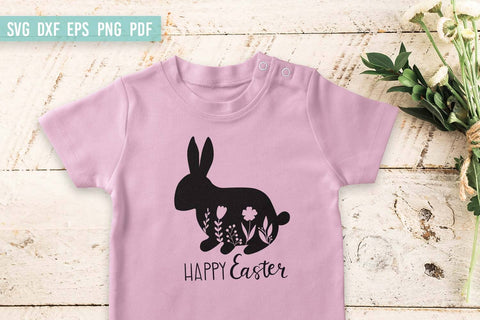 Happy Easter Floral Bunny SVG | Easter SVG | Hand Lettered SVG Irina Ostapenko 