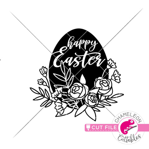 Happy Easter floral Egg svg png dxf SVG Chameleon Cuttables 