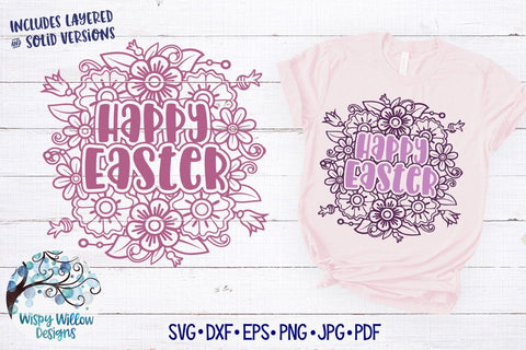 Happy Easter Flower Mandala SVG SVG Wispy Willow Designs 