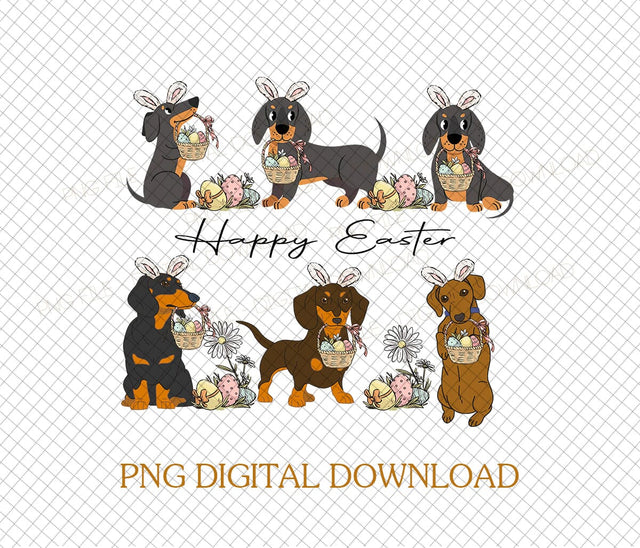 Happy Easter funny Dachshund dog png, Dachshund lover gift, Easter gift, Easter Bunny png, Dachshund mom - PNG File SVG DiamondDesign 