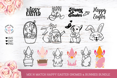 Happy Easter Gnomes and Bunny Bundle SVG Graphic House Design 