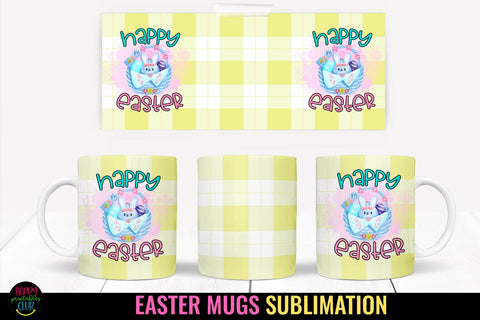 Happy Easter I Easter Mug Sublimation I Easter Mug Wrap PNG Sublimation Happy Printables Club 