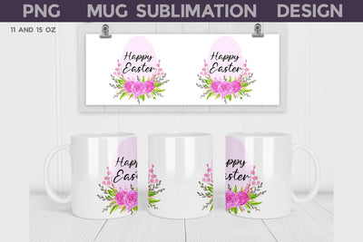 Happy Easter Mug Sublimation | Spring Mug Wrap Sublimation WatercolorColorDream 