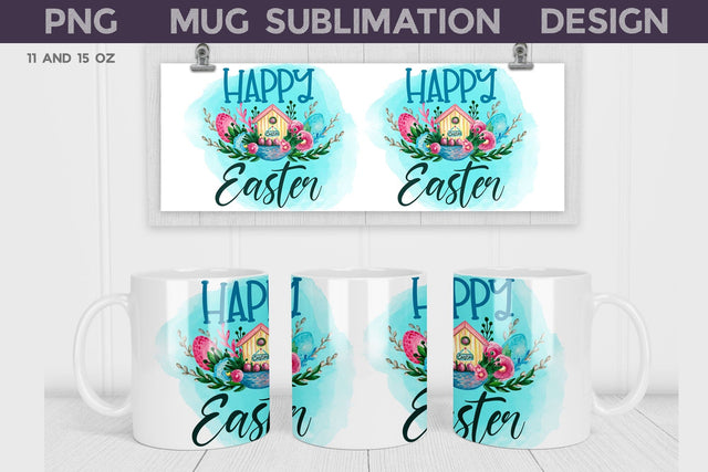 Happy Easter Mug Wrap Sublimation WatercolorColorDream 