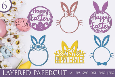 Happy easter paper cut svg bundle, Easter cake topper for cricut SVG AnastasiyaArtDesign 