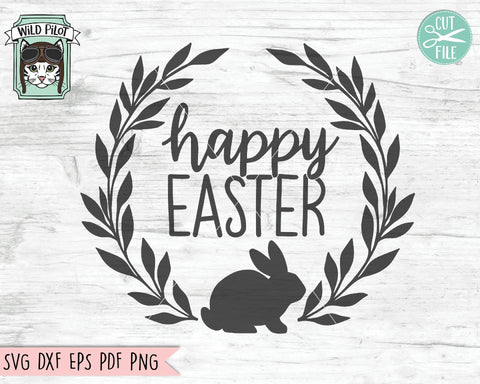 Happy Easter Rabbit Wreath SVG Cut File SVG Wild Pilot 