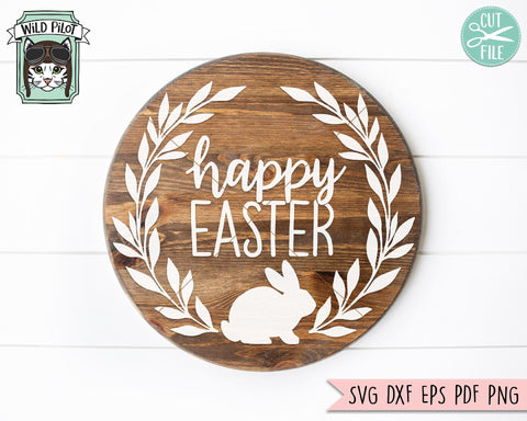Happy Easter Rabbit Wreath SVG Cut File SVG Wild Pilot 
