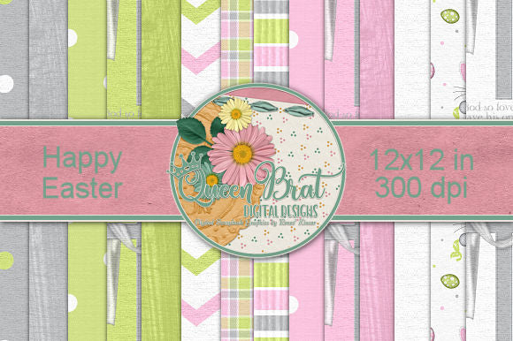 Happy Easter Religious Papers Digital Pattern QueenBrat Digital Designs 