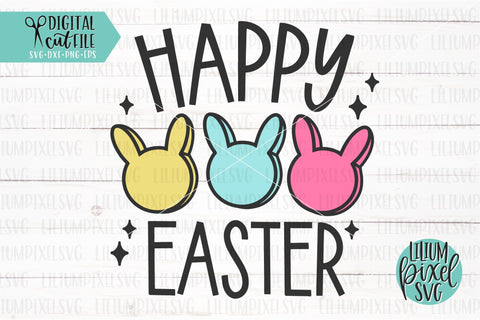 Happy Easter - Retro Bunnies SVG Lilium Pixel SVG 