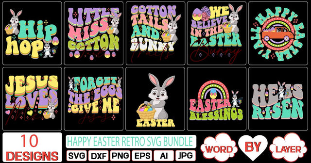 Happy Easter retro SVG Bundle SVG Cut File SVG Studio Innate 