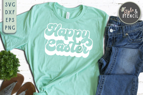 Happy Easter Retro SVG - PNG, DXF, EPS, SVG, Cut File SVG Style and Stencil 