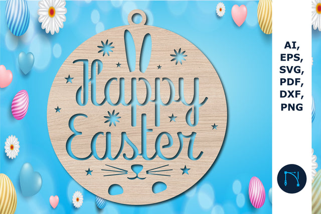 Happy Easter round Sign laser-cut svg SVG MD JOYNAL ABDIN 