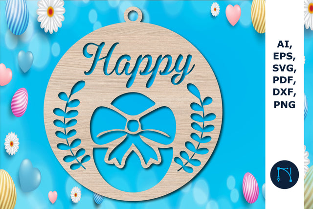 Happy Easter round Sign laser-cut svg SVG MD JOYNAL ABDIN 
