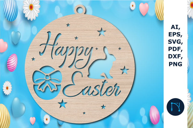 Happy Easter round Sign laser-cut svg SVG MD JOYNAL ABDIN 