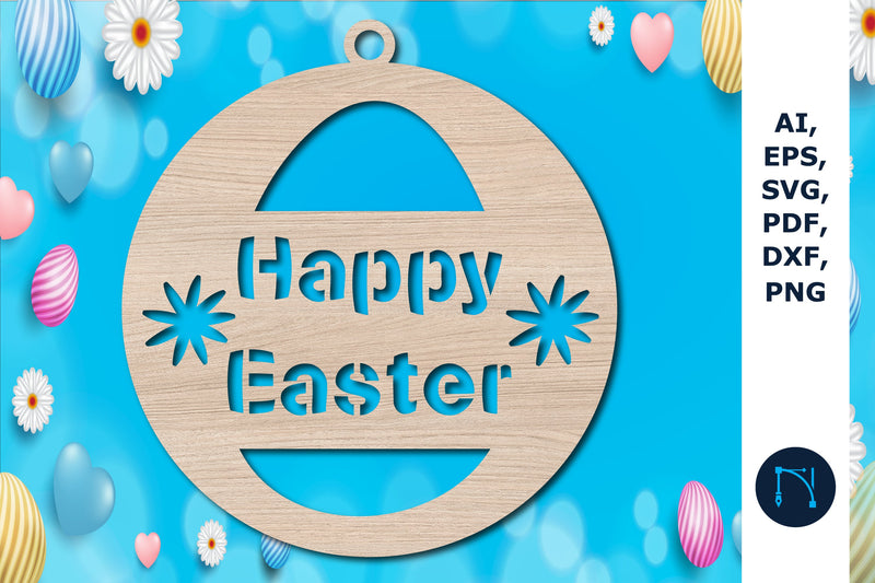 Happy Easter round Sign laser-cut svg - So Fontsy